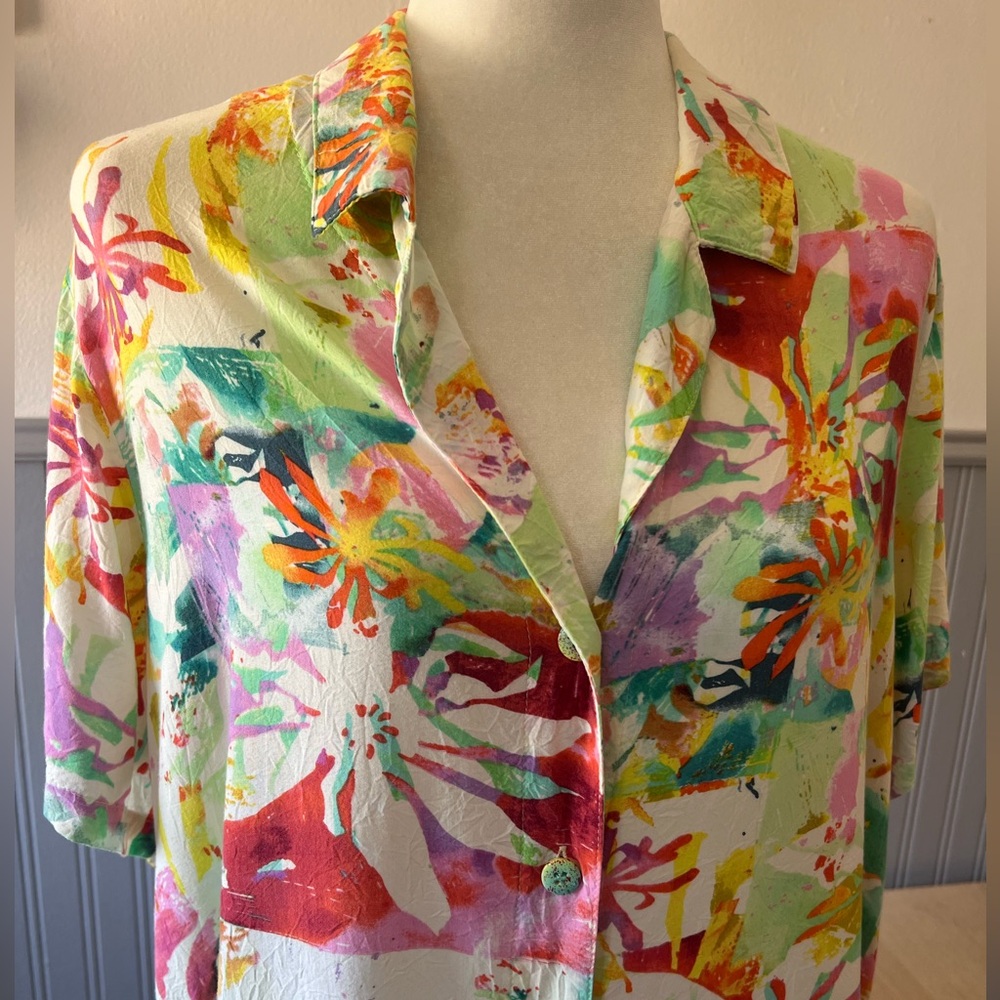 Tropical JAMS WORLD 50 Yrs Piel PinwheelButton Up Shirt / Wearable Art / XL